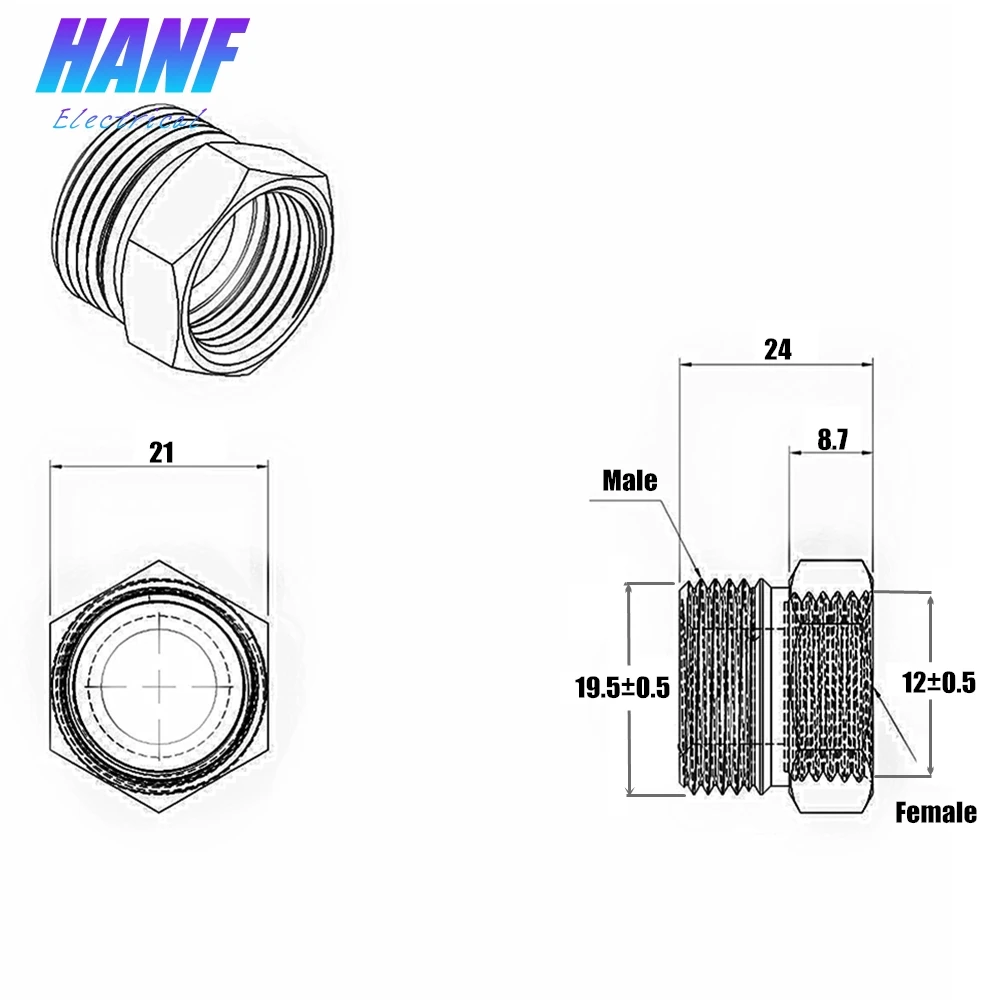 1 шт. Шестигранная головка с резьбой 1/2 дюйма x 1/4 нержавеющая сталь 304 втулки