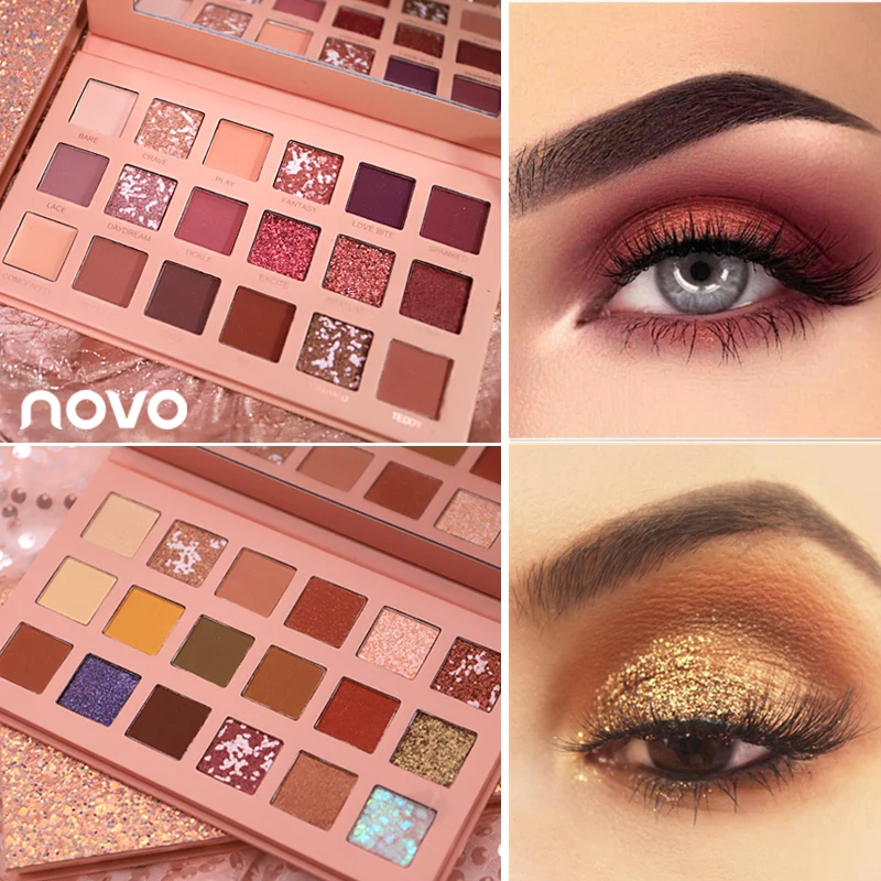 NOVO палитра Золушки тени для век 18 цветов матовые мерцающие блестящие макияж |