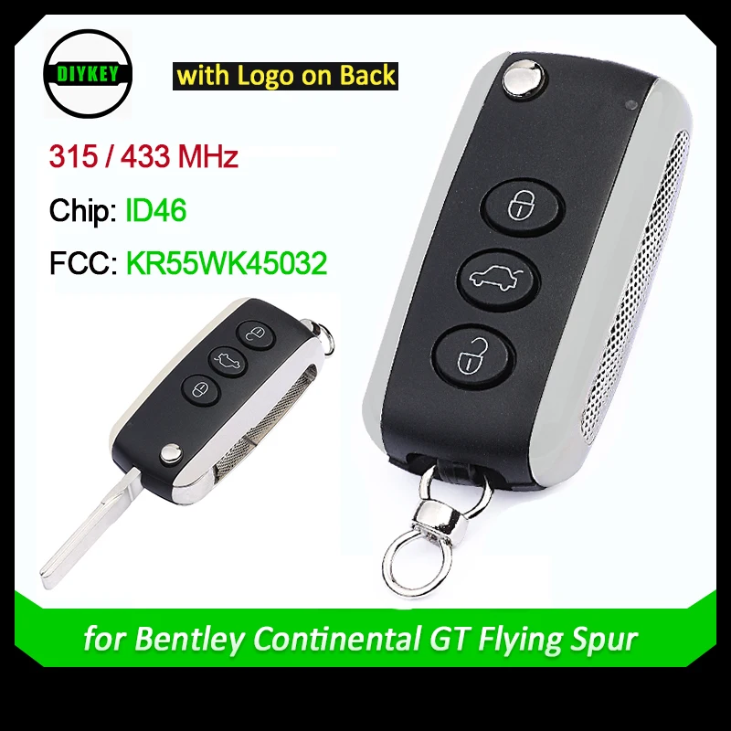 Пульт дистанционного управления DIYKEY с тремя кнопками KR55WK45032 315 МГц 433 ID46 без ключа