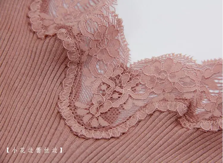 Кружевной топ-майка 70% шелк 30% хлопок на тонких бретелях SJ309-2 | Женская одежда