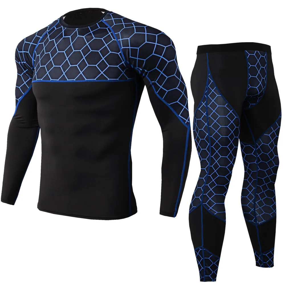 

Running 2Pcs/Set for Men Gym Clothing Fitness Compression Men's Sport Suits Quick Dry Training Sportswear Sets Breathable Tights
