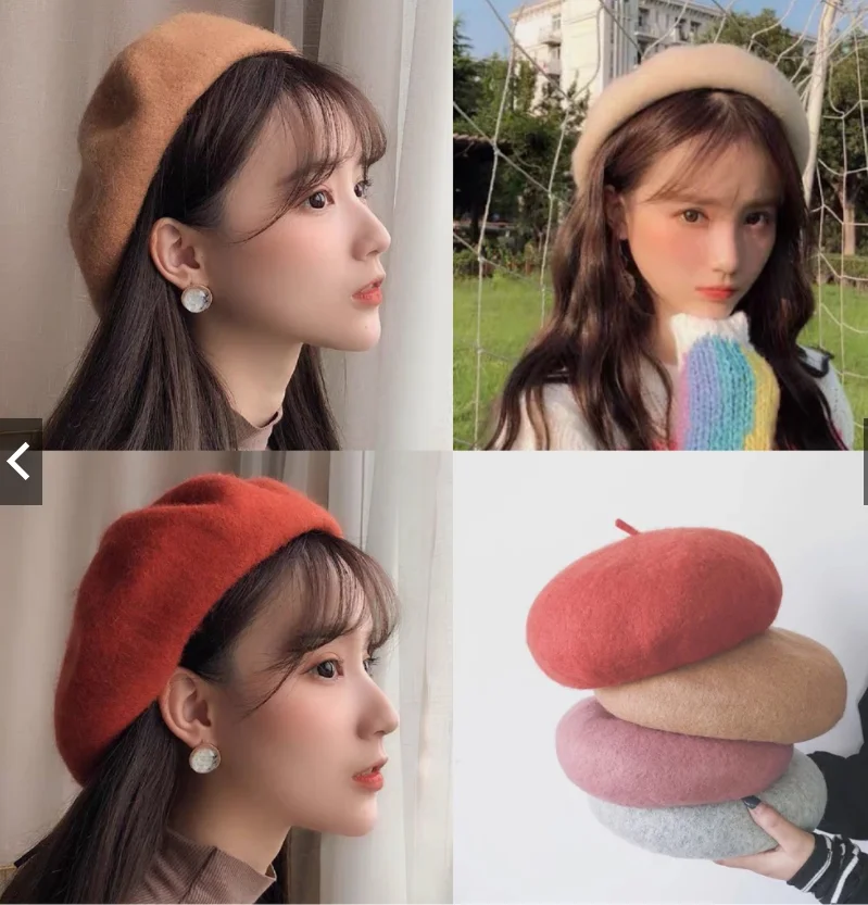

Обновленная версия тяжелого 3D берета зимняя художественная однотонная шапка художника Ретро британская плюшевая шерстяная шапка в стиле ретро