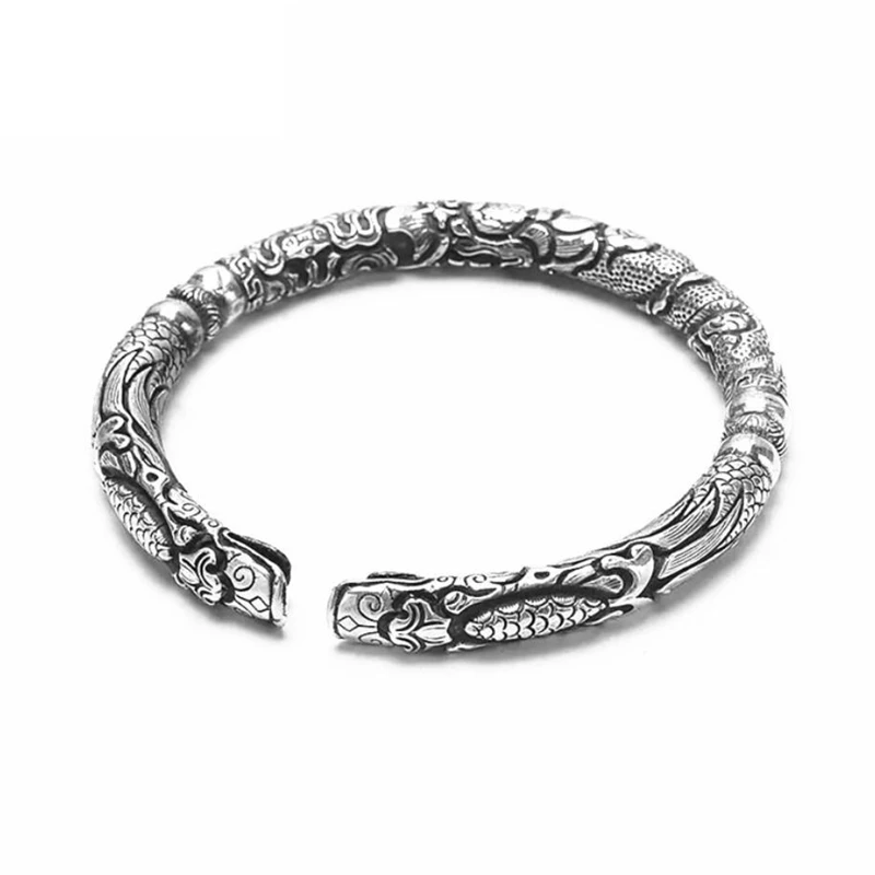 

Sole Memory Retro Thai Silver Exquisite Personality Literary 925 Sterling Silver Male Resizable Bangles SBR150