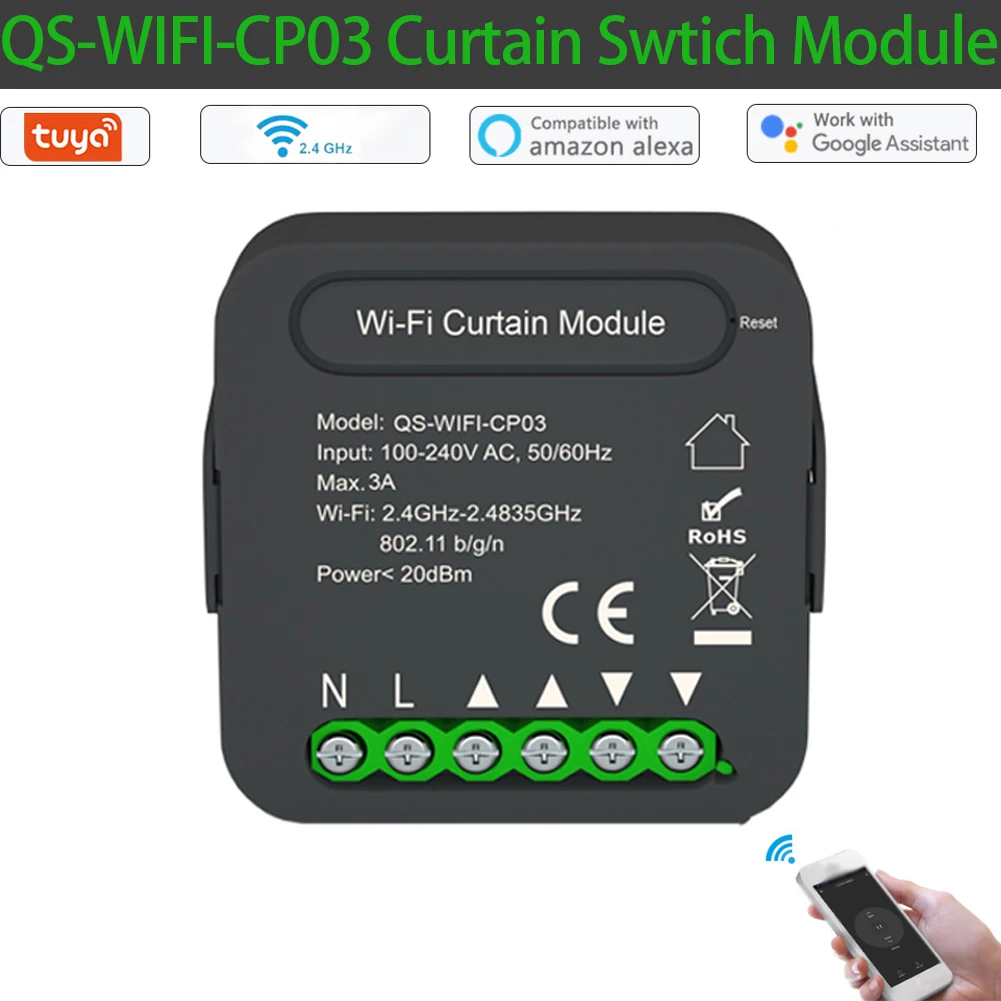 

Tuya WiFi Intelligent Curtain Swtich Module QS-WIFI-CP03 Smart Home Curtain Modification for Electric Roller Shutte Blinds