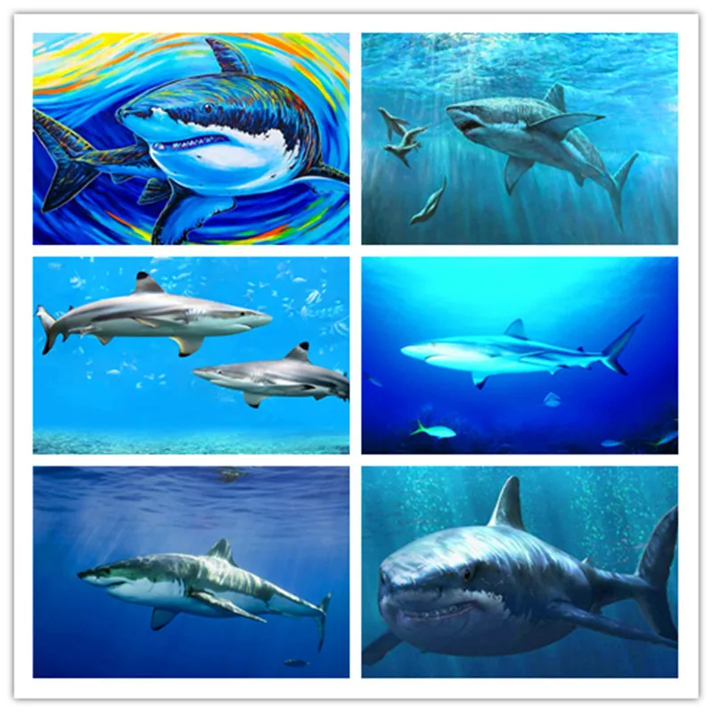 5D алмазная живопись сделай сам под водой Кинг животные Акула картина вышивка