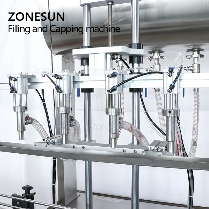 

ZONESUN Pneumatic Juice Disinfectant Oil Automatic Honey Plastic Round Bottle Liquid Screw Filling Capping Machine