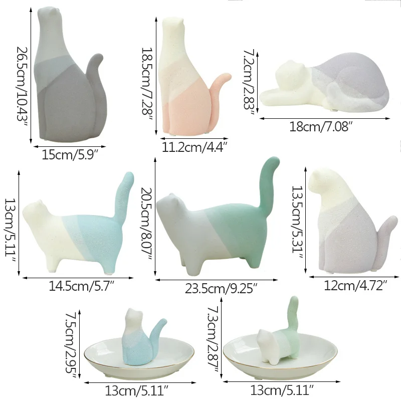 

Nordic Ceramic Cat Miniature Model Figurine Resin Modern Art Figurine Ornament Home Decoration Accessories Desktop Decor