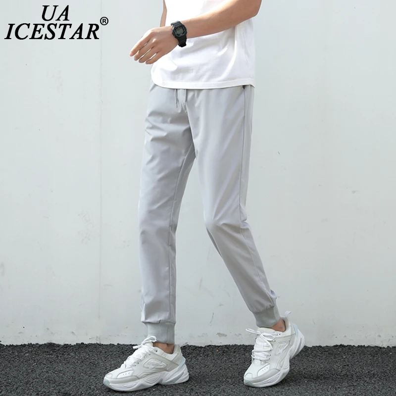 Summer Pants Men 2021 Ultra-Thin Joggers Sweatpants Fashion Casual Fitness Trousers Breathable Quick Dry Ice Silk Men's Pants
