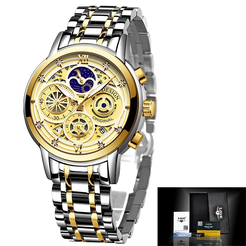 

LIGE New Creative Women Watch Top Brand Luxury Stainless Steel Waterproof Quartz Clock Fashion Date Watch Women Relogio Feminino