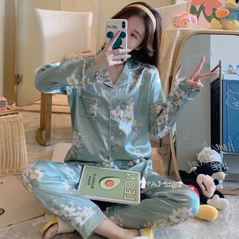 5XL 7XL женские Летние пижамы размера плюс Роскошные атласные женский костюм ночная