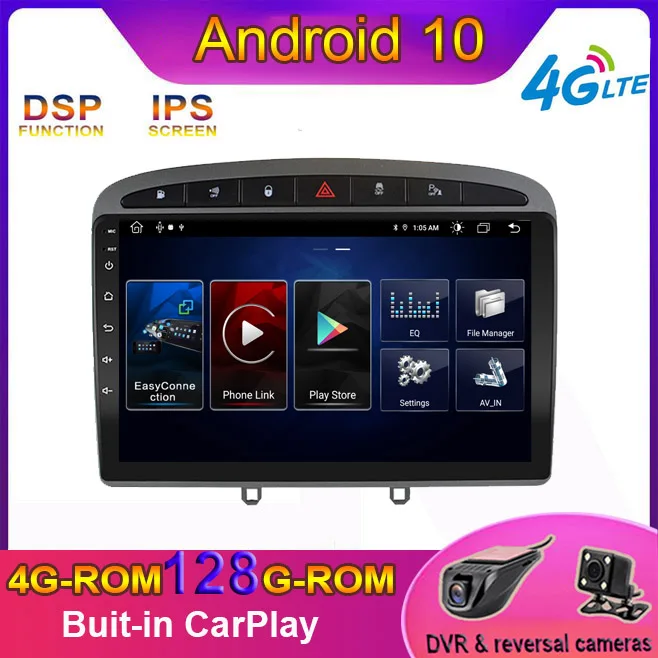 

Автомагнитола CARPLAY, 128 ГБ, IPS, Android 10, видеоплеер, GPS-навигация, мультимедиа для Peugeot 308 308S 408 2012 -2020, без DVD