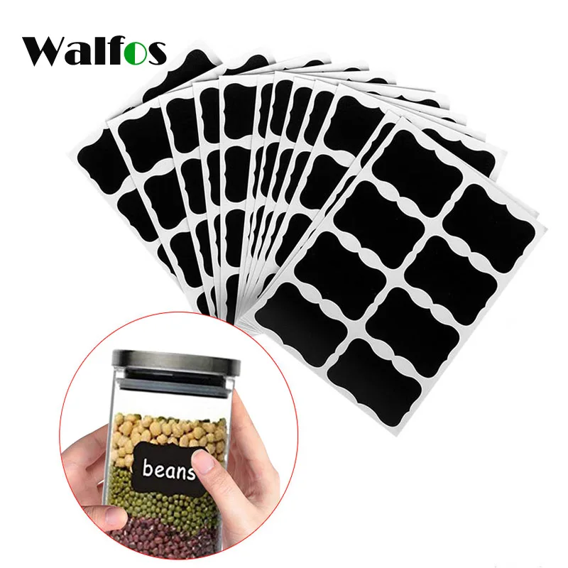 WALFOS 72 шт Многоразовые Конфеты Джем банки наклейка для кухни наклейки для хранения бутылки контейнер этикетка доска мел доска наклейки