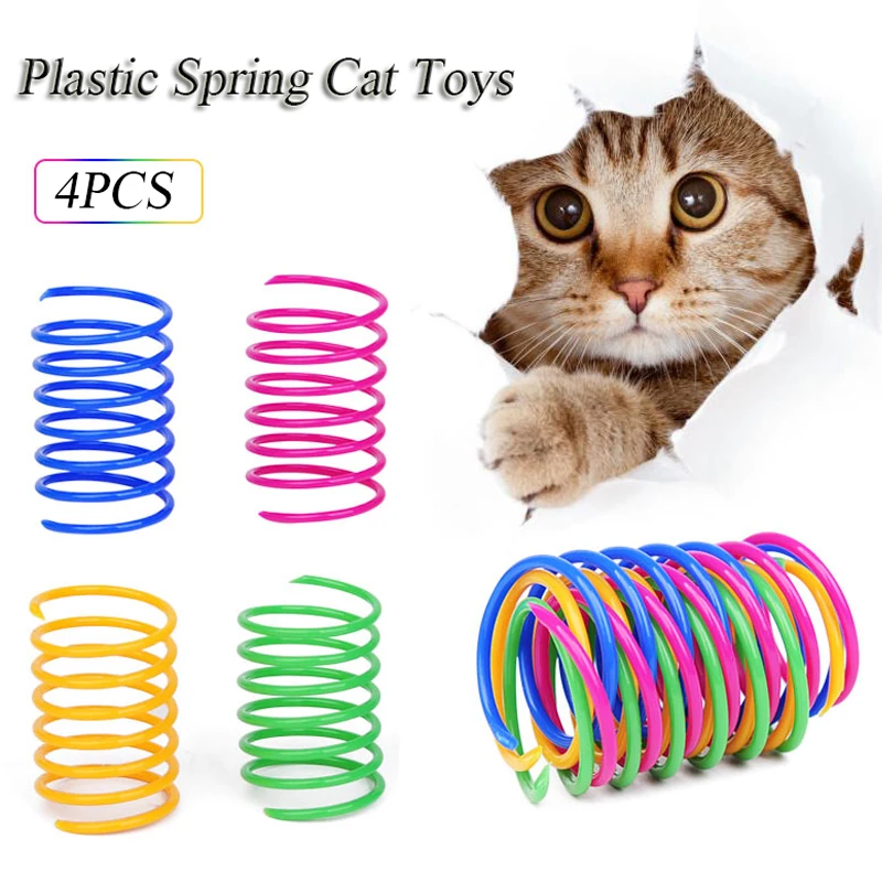 4 шт. кошка пружинная игрушка творческий Пластик Гибкая Cat катушки для домашних