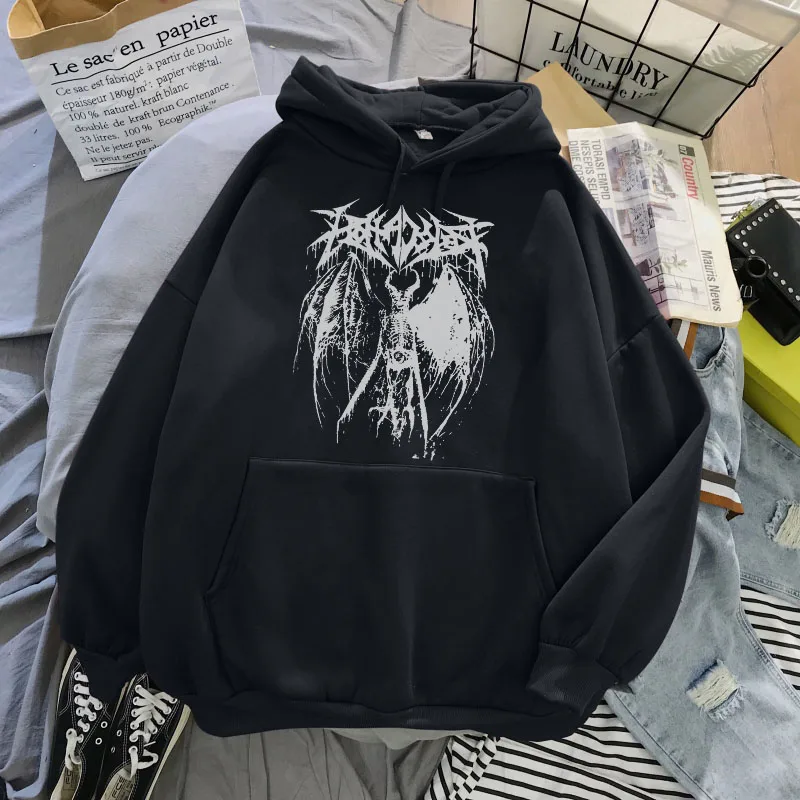 

Толстовки с капюшоном, Весенняя уличная одежда, черные топы для девочек в стиле Харадзюку, ретро принт, свободная рубашка в стиле бойфренд, т...