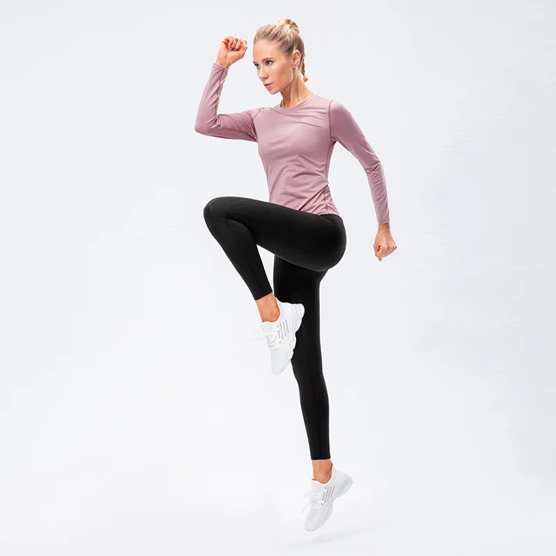 Women Long Sleeve Yoga Top Solid Quick Dry Fitness Sport Top Mesh Stitching Sportswear Outdoor Running Jogging Sport Shirt