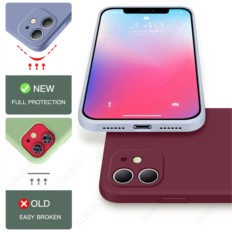 Square Liquid Silicone Case For iPhone 11 12 Pro Max X XR XS 10 7 8 Plus 6 6s SE 2 2020 12 Mini 13 Luxury Slim Matte Soft Cover
