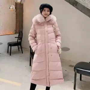 real fur collar PK Bella philosophy, Воротник из натурального Лисьего меха,, женский зимний теплый пуховик, Женская куртка с капюшоном, пуховик на белом утином пуху, длинное пальто, верхняя одежда - Цвет: real fur collar PK