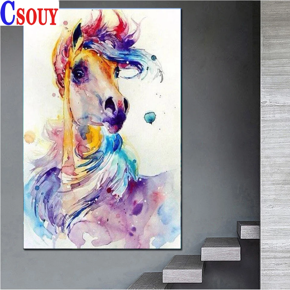 

Animal DIY Full Diamond Painting Colored Horse Diamond Mosaic Diamond Drawing Square Round Diamond Embroidery Cross Stitch Decor