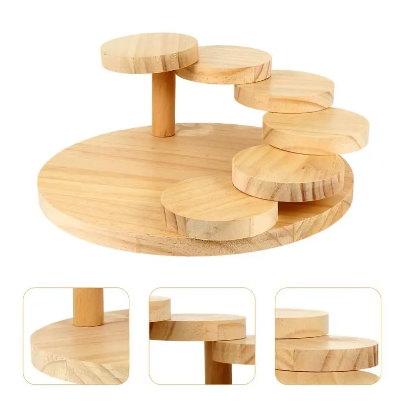 

1pc Large Wood Serving Tray Rotating Steps Meat Plate Japanese Sushi Dish Kitchen Storage Tray