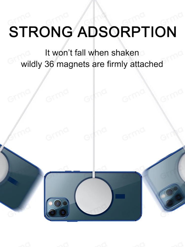 2022 New Transparent Magnetic Phone Case For iPhone 13 12 11 Pro Max Mini Fine Hole Electroplating Safe Silicone Covers