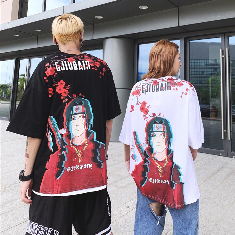 Футболка Итачи для мужчин и женщин, Повседневная модная рубашка для пар, для взрослых, с коротким рукавом в стиле аниме, в стиле хип-хоп, уличная одежда, Топ