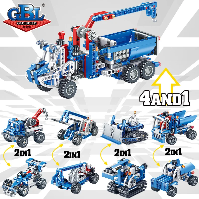 LEGOING грузовик кран город инженерный экскаватор составное здание блоки