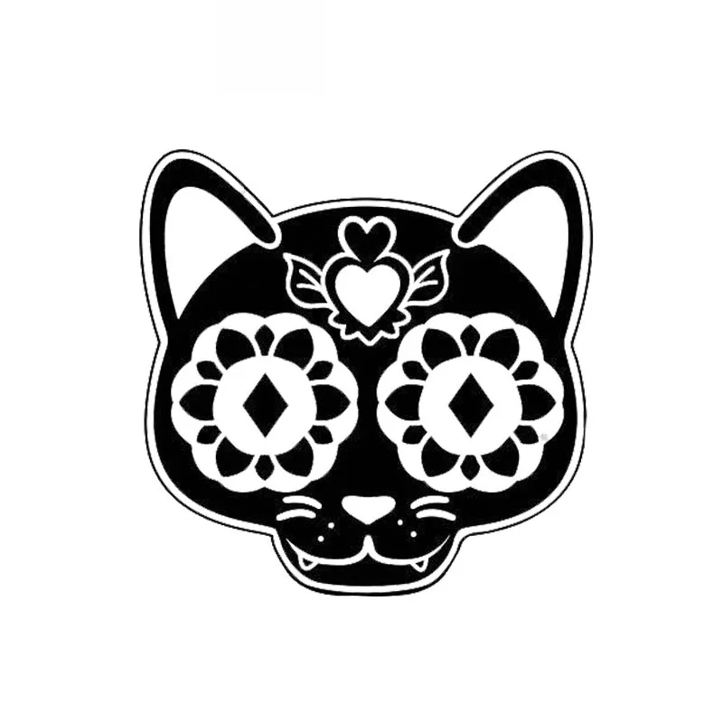

Car Stickers Sugar Skull Cat Creative Cartoon Fashion PVC Car Decoration Accessories Stickers Waterproof Black/white,13cm*13cm