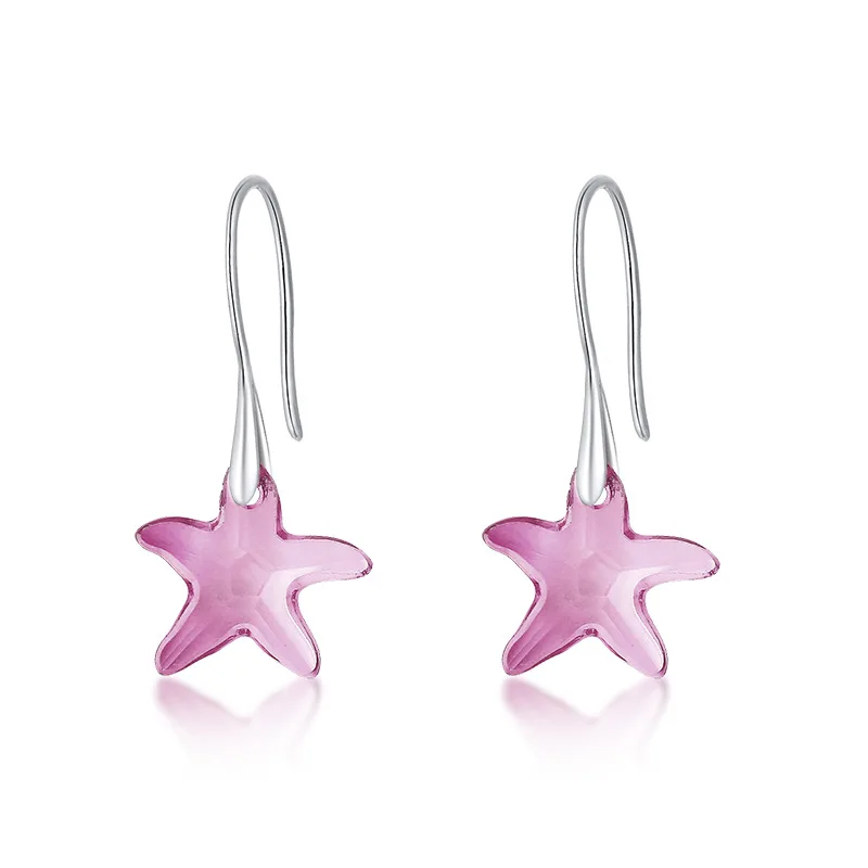 

Pink Earrings Crystal Dangle Earrings Star Stone Romantic Purple Blue OL Party Korean Fashion Jewelry for Aretes Femme Mujer