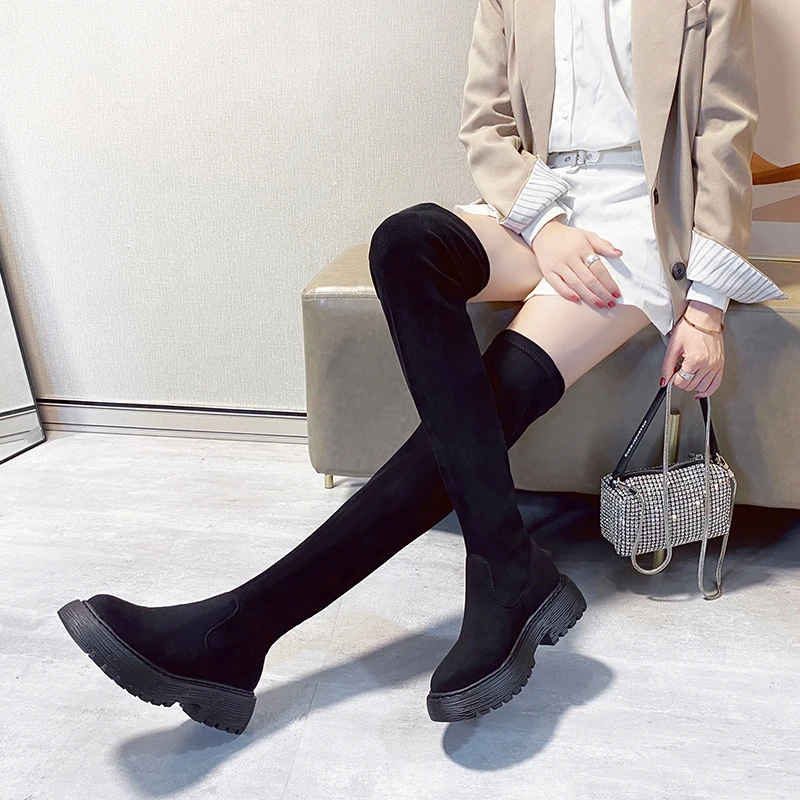 

Women Boots Over Knee Brand Women's Shoes Booties Ladies Low Heels booties Round Toe Boots-women Winter Footwear