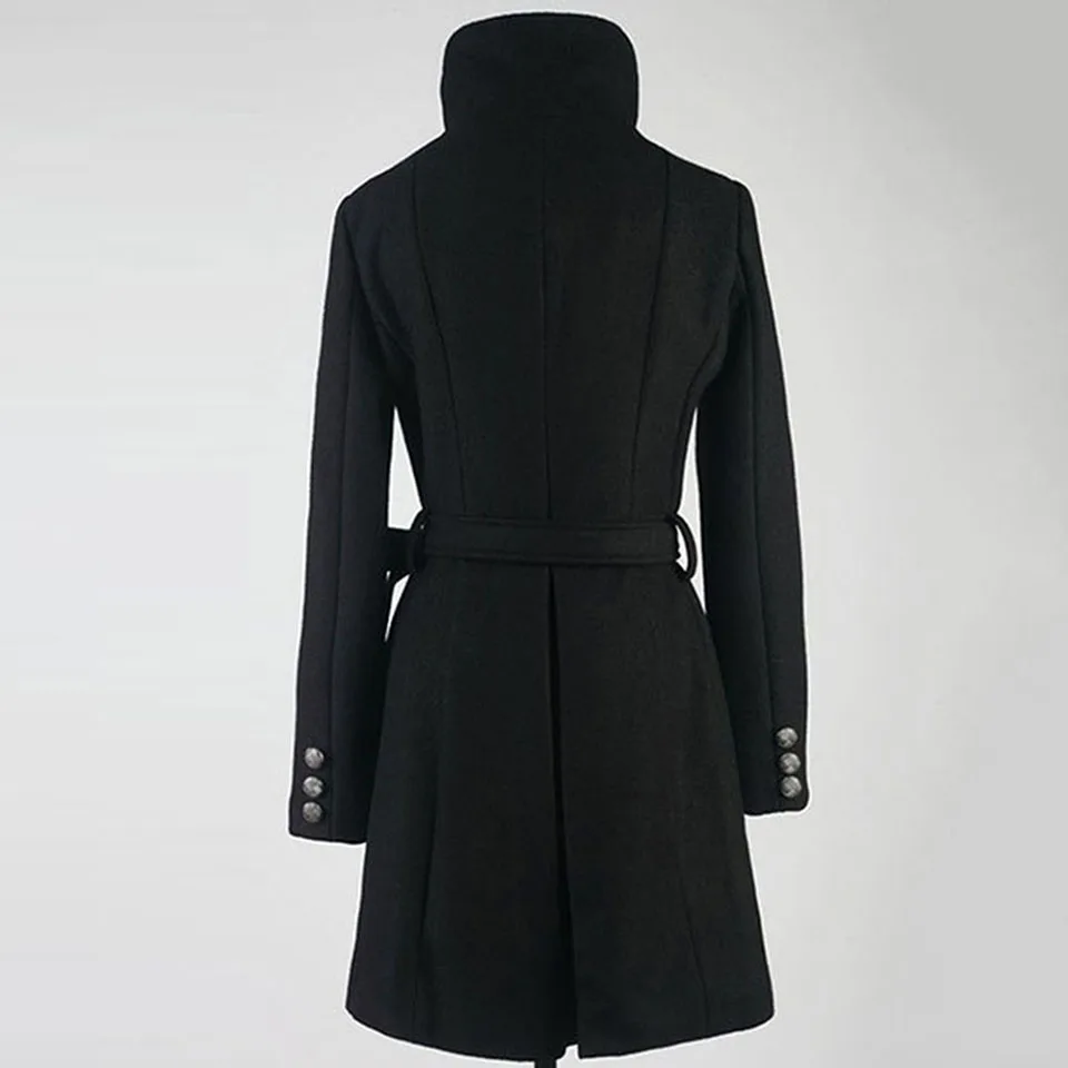 Sisjuly Long Trench Coats Casual Office Lady Vintage Black Women Slim Button Pocket Bow knot Autumn Female Retro Outwears