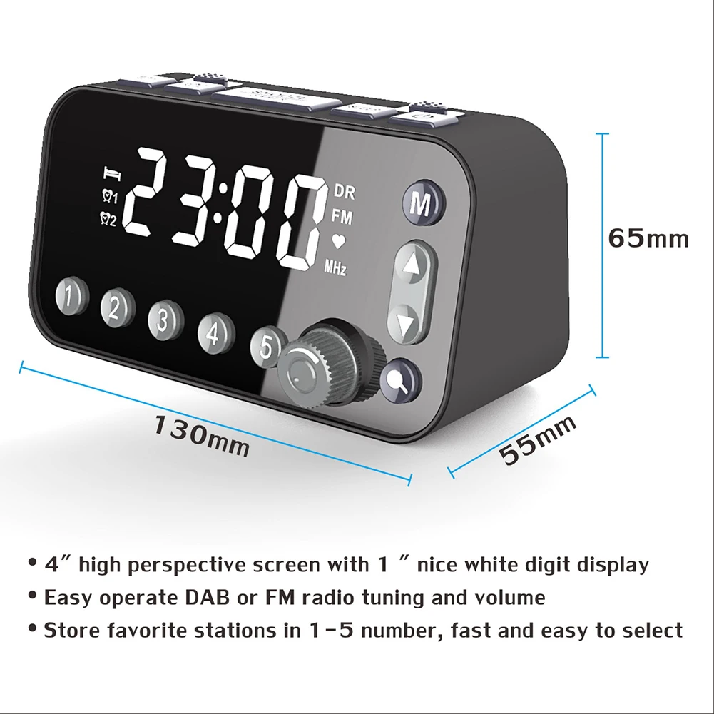 

Alarm Clock Radio Large Screen Display Charging Station with Double USB Interfaces for Smartphones Tablets SP99