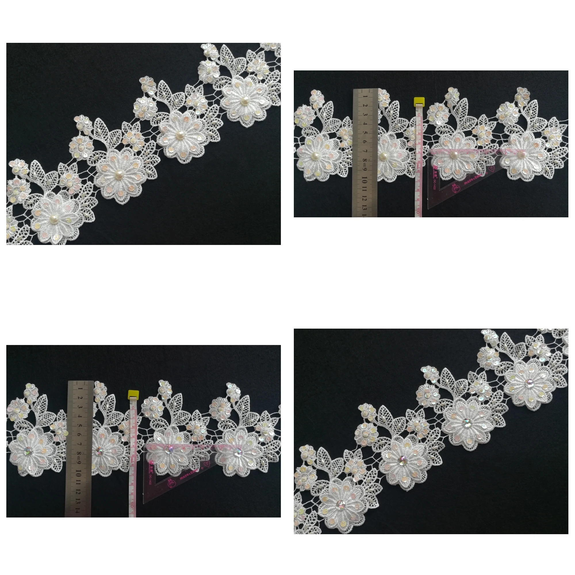 2yds/лот x ручная работа 2 узора слоновая кость/кремовый расшитый бисером