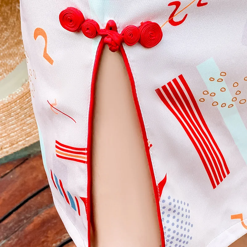 

Modern Short Cheongsam Red Notes Daily Short Chinese Wedding Dress Vintage Clothing Qipao New Year Dress