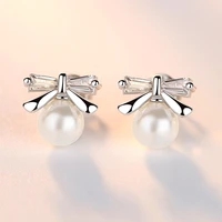 womens fashion romantic bowknot back stud earrings shiny cz stone pearl butterfly geometric wedding earring piercing jewelry