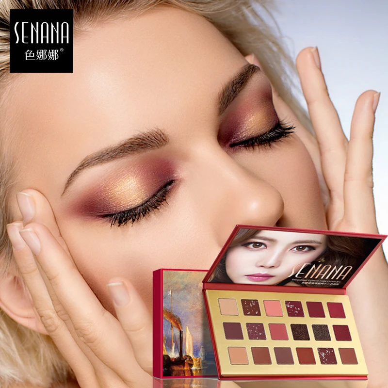 

SENANA Starry sky 18 Colors Eye Shadow Long -lasting eyeshadow makeup cosmetics Easy color Not flying powder Matte Nude colors