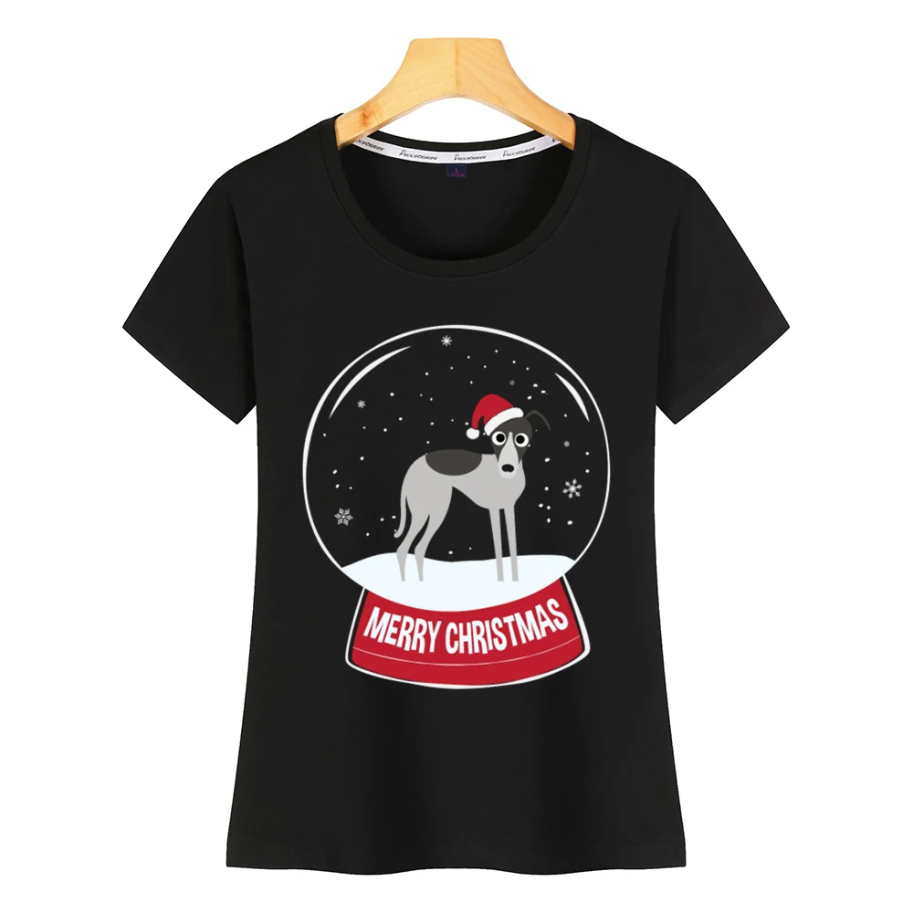 Топы Футболка женская Whippet Merry Christmas Snowball забавная Harajuku на заказ футболка | Женская