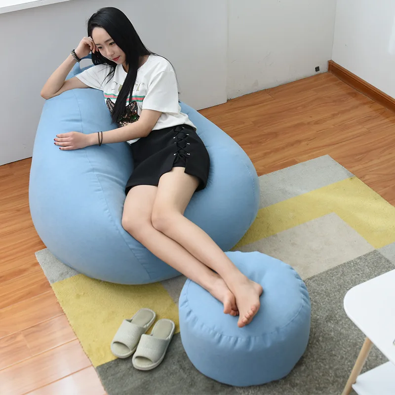 Ленивый BeanBag диваны без наполнителя льняная ткань шезлонг кресло мешок Чехлы