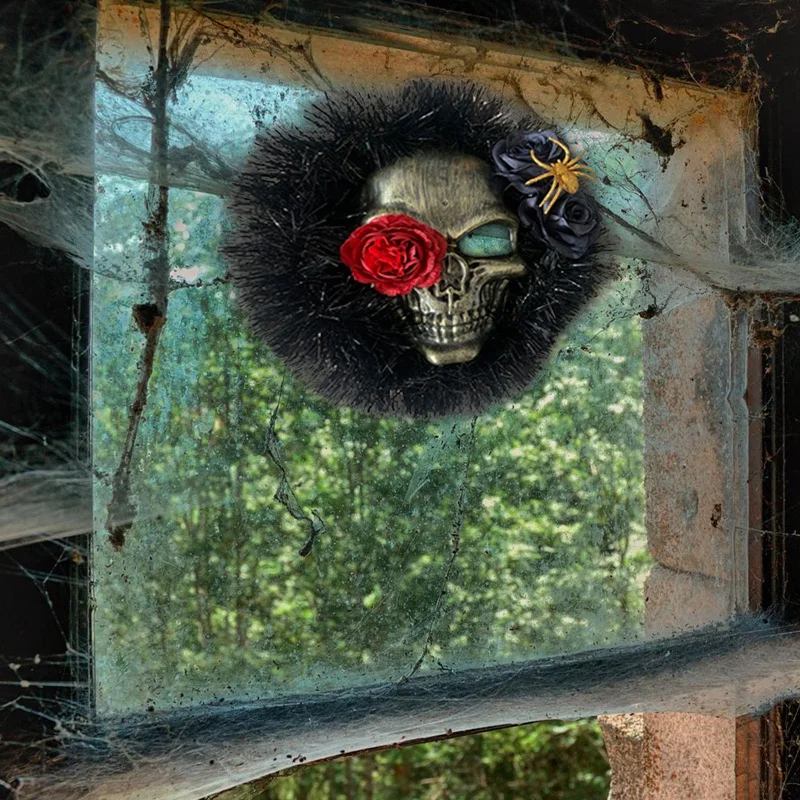 Украшение на Хэллоуин маска в виде паука черепа кулон венок висячая красная роза