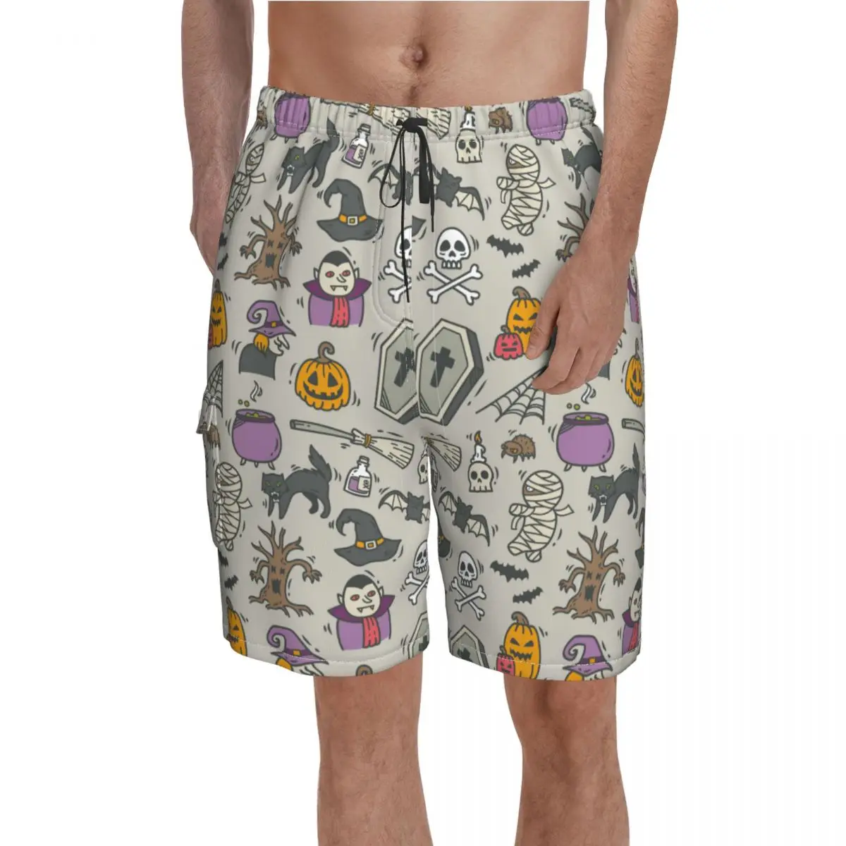 

Хэллоуин жуткий Кот гроб вампир доска шорты забавные плавки для плавания из полиэстера забавные мужские плавки для плавания