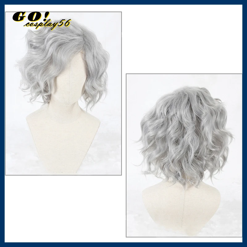 Monte Cristo Edmond Dantes Cosplay Wig FGO Fate Grand Order Servant Avenger Short Curly Silver Synthetic Hair for Adult