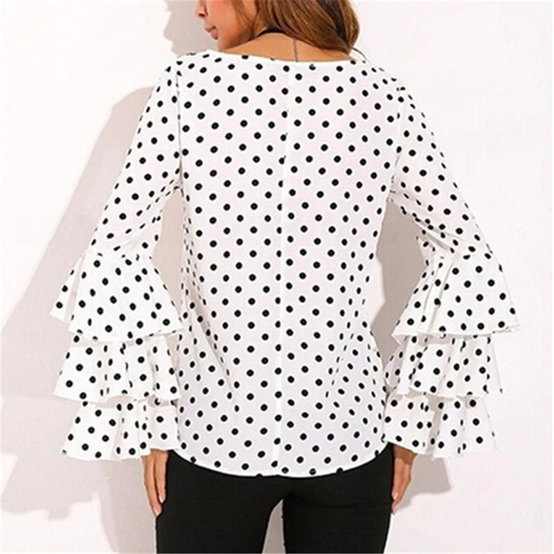 Women Polka Dot Blusas Shirts Spring Autumn Basic Fashion O Neck Long Sleeve Blouse Femininas Casual Tops Shirt  2022