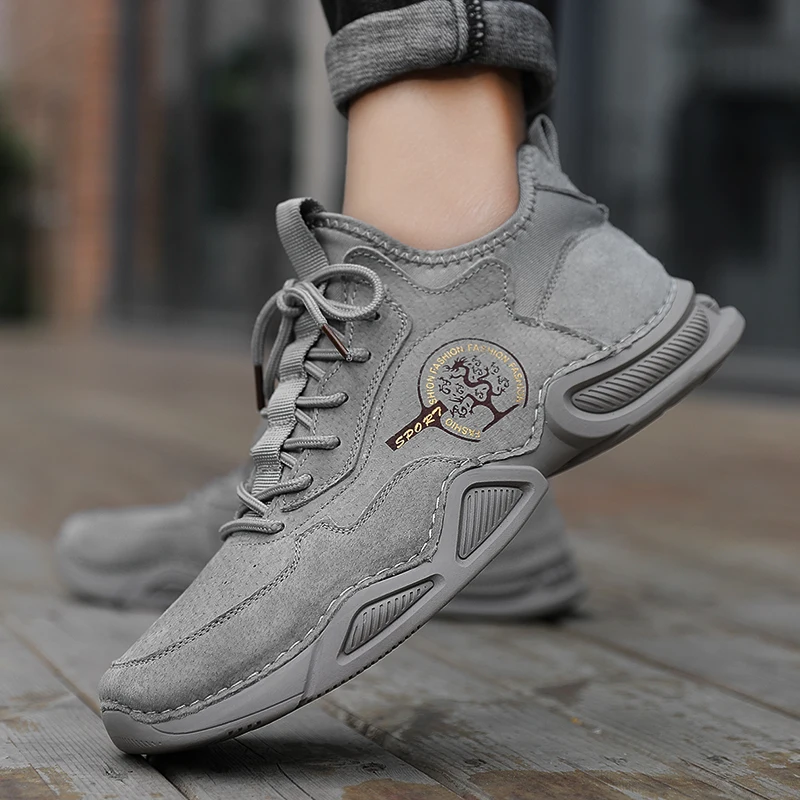 

Outdoor Men's Suede Leather Casual Shoes Mens Sneakers Man Brand Autumn Fashion Retro Lace-up Antiskid Comfortable Shoe Male