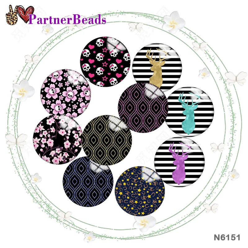 

Deer pattern 12mm//18mm/20mm/25mm Round photo glass cabochon demo flat back Making findings PartnerBeads N6151