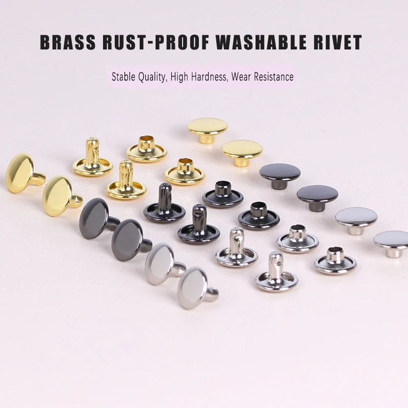 

50Pcs Double Cap Rivet Tubular Metal Spikes Rivets For Leather Craft Repairs Studs Decor 10mm Stud Spikes remachadora Hot