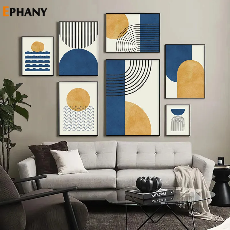 

Современный абстрактный Рисунок линий, геометрическое настенное искусство, холст, плакат, Минималистичная живопись, печать для гостиной, д...