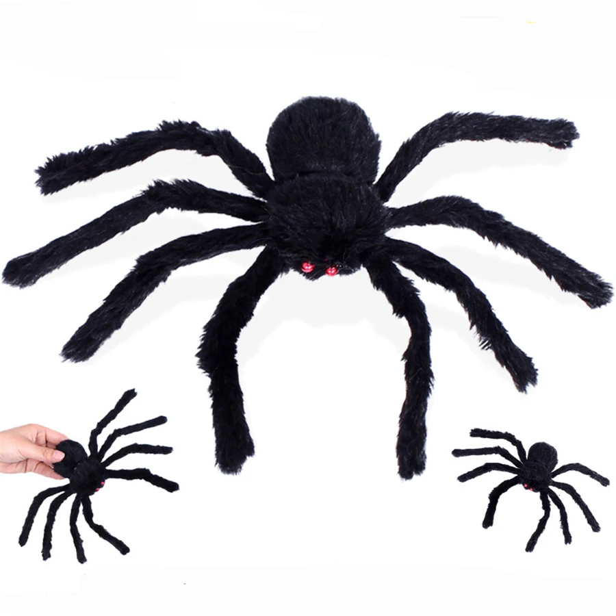 

200pcs 30cm Realistic Hairy Black Spider Plush Toy Halloween Party Scary Decoration Haunted House Prop Indoor Outdoor Yard Decor