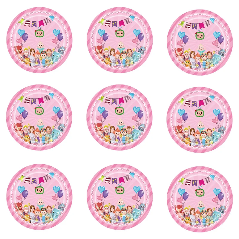 

Cute Cocomelon Party Supplies Plates Disposable Tableware For Girl Birthday Party Dessert Plate Dishes Wedding Party Decorations