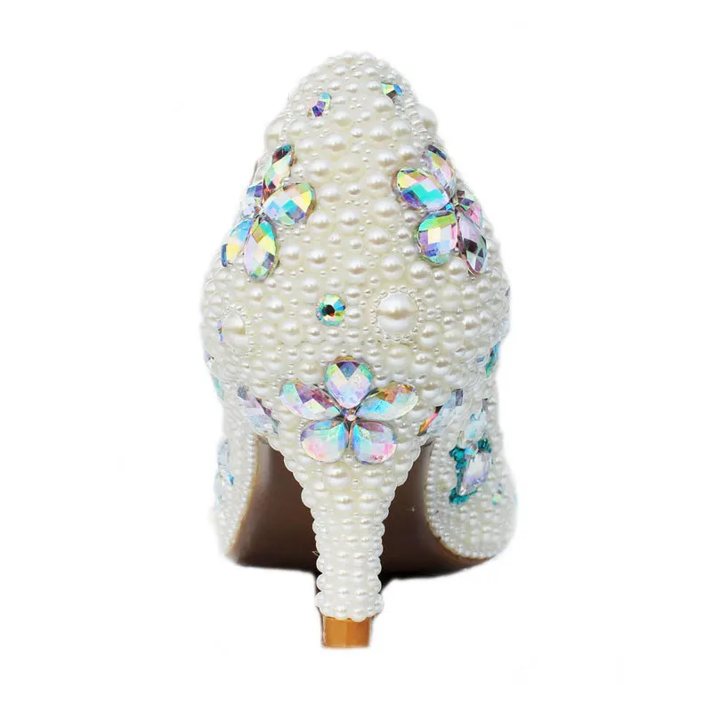

Women New Europe America Handmade Wedding Shoes Luxury Petal Diamond Banquet Fashion Bride Shoes