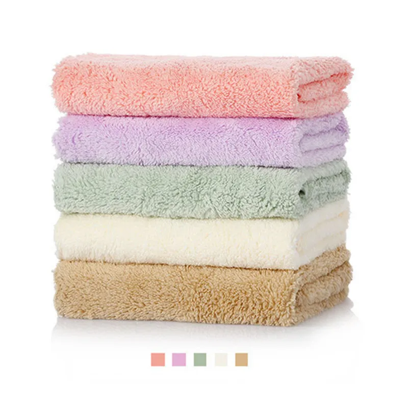 

1Pc 30x30cm Square Small Soft Coral Fleece Absorbent Bathroom Children Face Towel