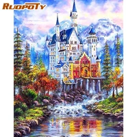 ruopoty diy digital oil painting by numbers modern wall art picture fantasy castle landscape painting for home decoration